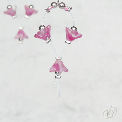 Přívěsek - Lanka kapky květinkové růžové (0111)