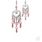Náušnice - Orient stříbrné srdce růžové (0305)