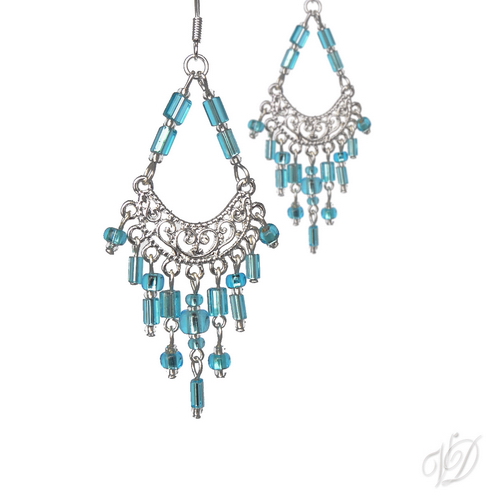 Náušnice - Orient stříbrné tyrkys luxus (0311)