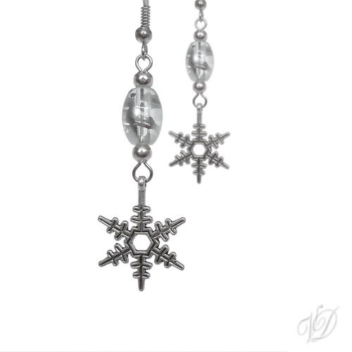 Náušnice - Vločky krystal se stříbrným (0411)