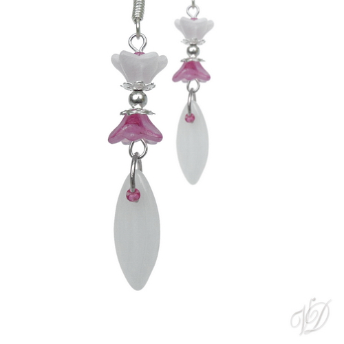 Náušnice - Květinkové s růžovou (0429)