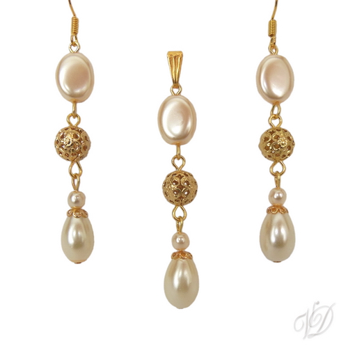 Souprava - Náušnice a přívěsek zlatavý 2 0472 SOU