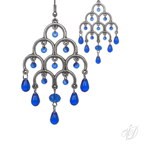 Orientální náušnice 0596 - Modrý déšť