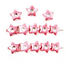 Plastové korálky s šatony růžové, hvězdičky (10ks)