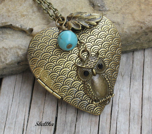 Náhrdelník srdíčko se sovičkou