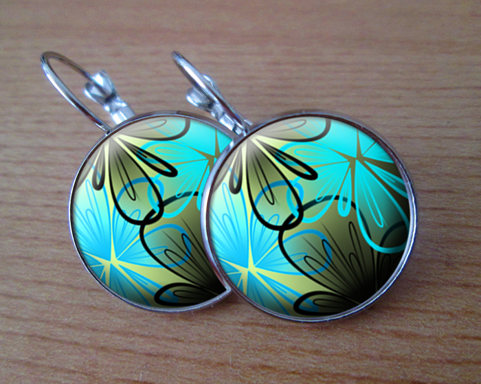 COOL VISACÍ NÁUŠNICE - Tyrkys s hnědou