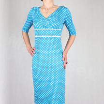 Šaty modro-bílý puntík vz.370 Velikost 36-38