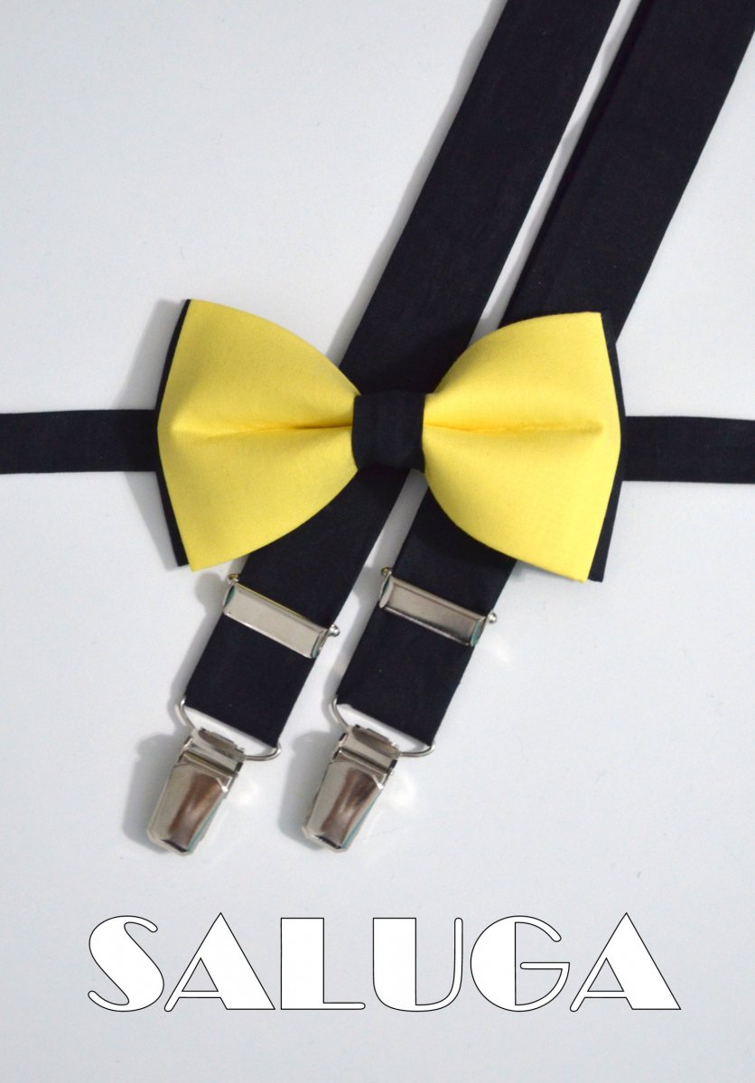 Pánský žluto černý motýlek a šle 