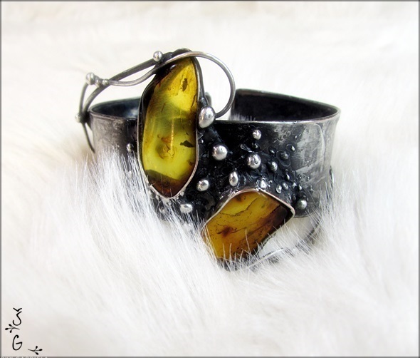 Náramek - jantar honey