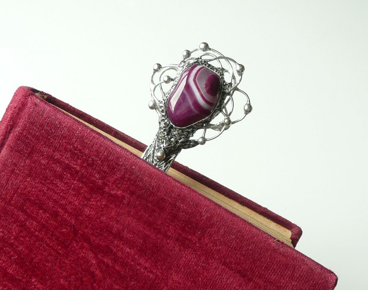 Šperk pro knihu .. ( záložka- cín, achát )