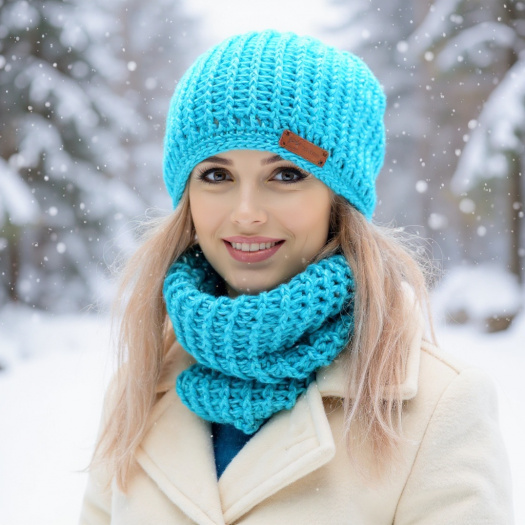 ༺♥༻ SOUPRAVA ČEPICE A NÁKRČNÍKU ༺♥༻ 1203