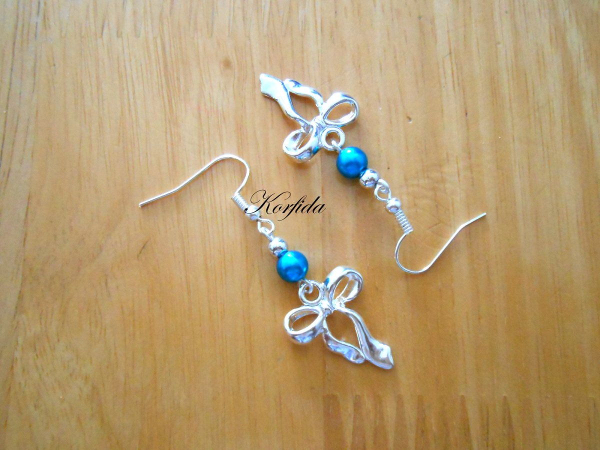 Náušnice mašličky s tyrkysovou (499/16)