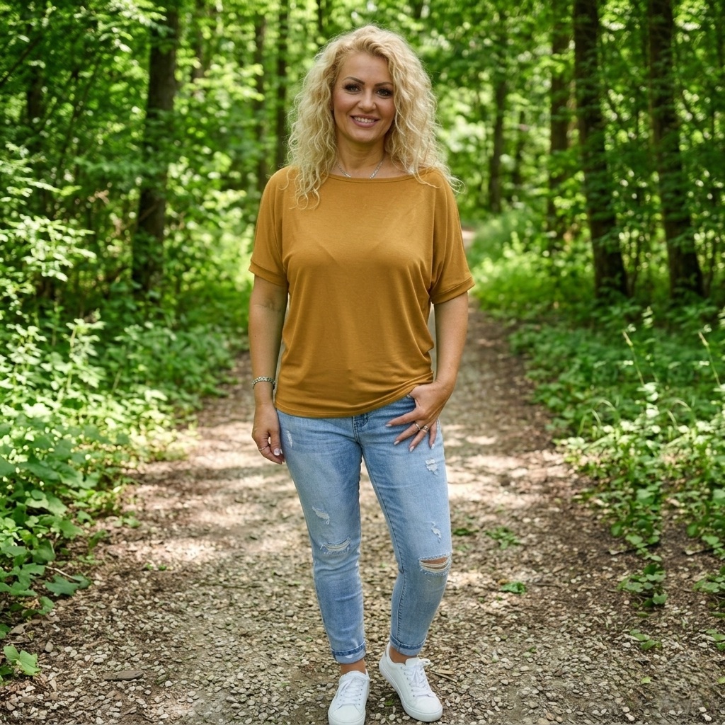 Tričko s širokým lodičkovým výstřihem - zlatá barva (viskóza) 