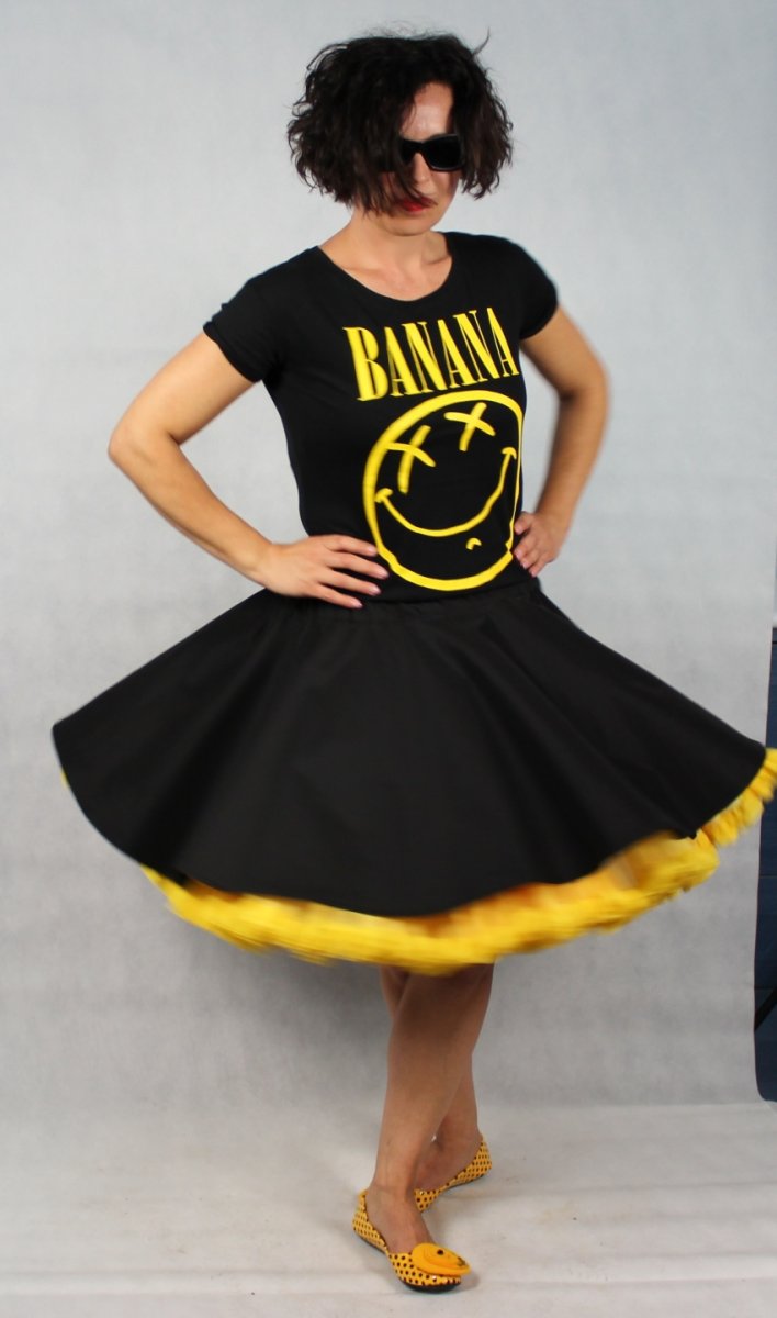 FuFu sukně černá1 se žlutou spodničkou