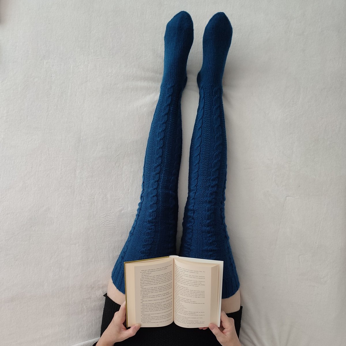 Nadkolenky ručně pletené - Petrolejky 