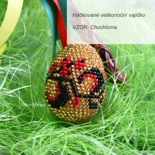 Háčkované vajíčko VZOR - Chochloma