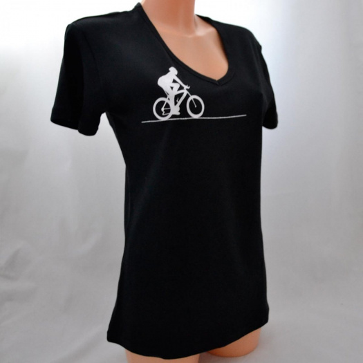Černé dámské triko s bílým cyklistou XL